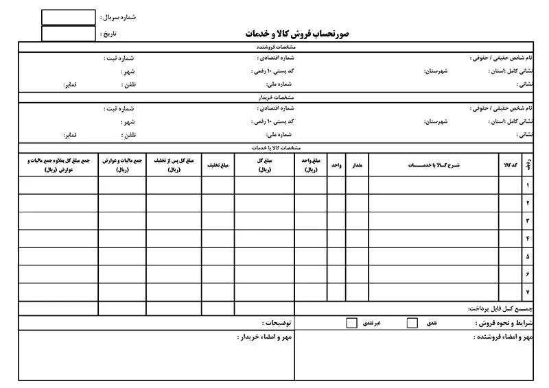 انواع فاکتور فروش